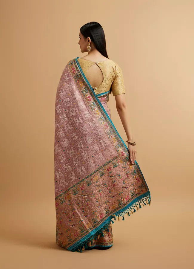 Engagement Glory Purple Silk Saree with Embroidery and Zari - Image 3